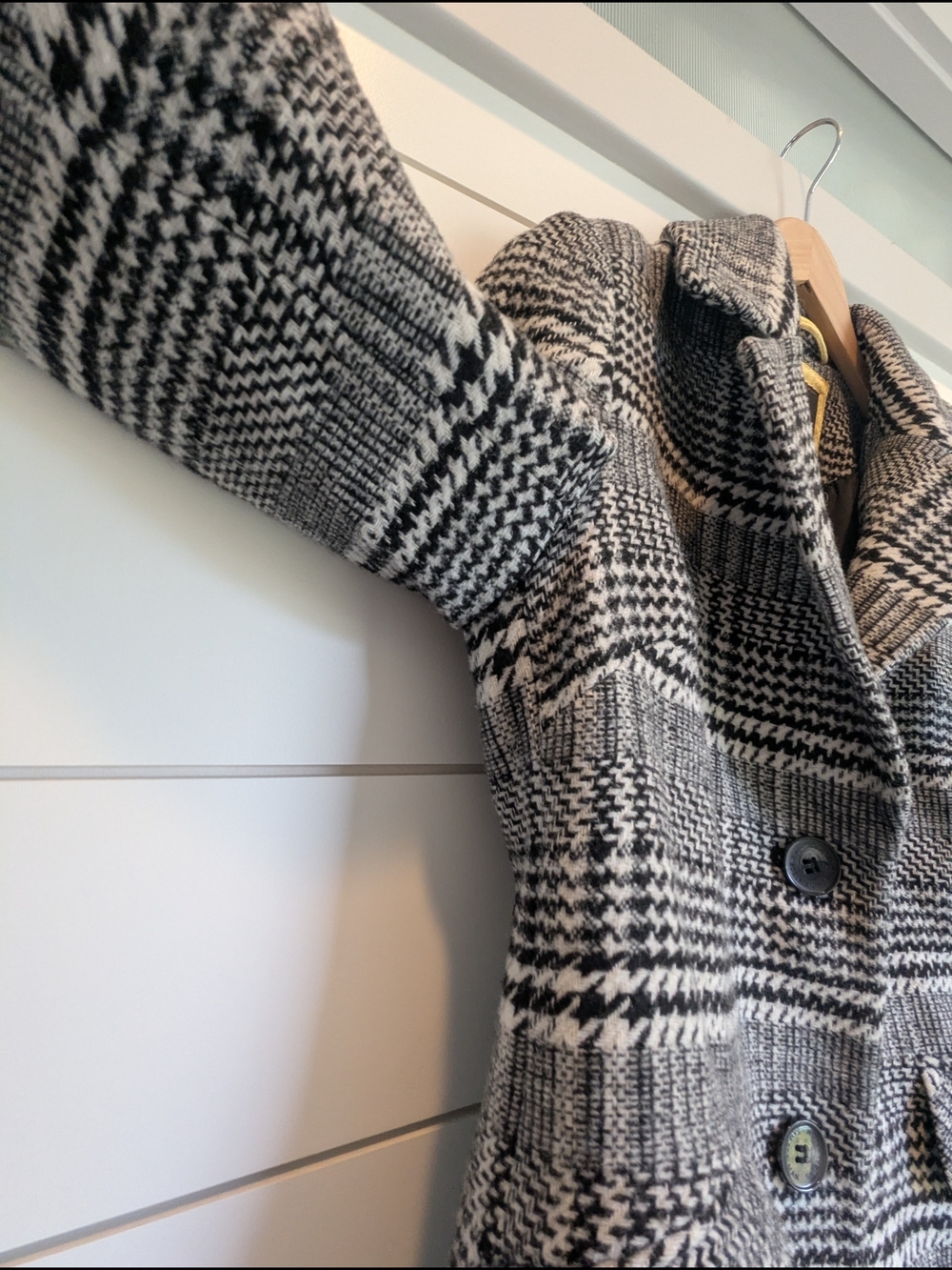 Sam Edelman Wool Blend Peacoat Houndstooth Size Small Black White Grey - Picture 5 of 14